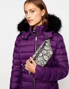 purple puffer coat