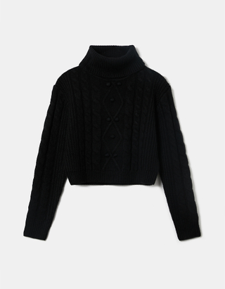 ribbed black roll neck