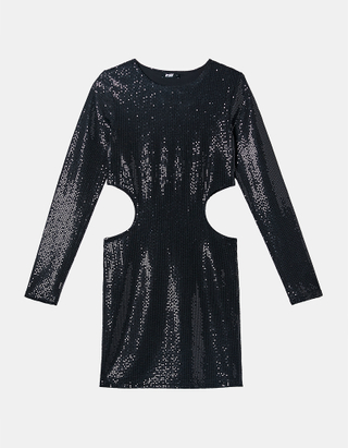 TALLY WEiJL, Black Cut Out Sequins Mini Dress for Women