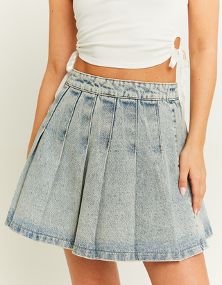 TALLY WEiJL, Mini jupe en jean plissée taille haute for Women