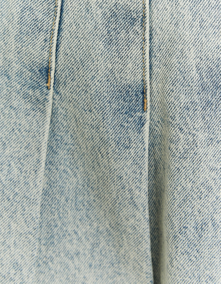 TALLY WEiJL, Mini plisowane jeansowe spódnico-szorty z wysokim stanem for Women