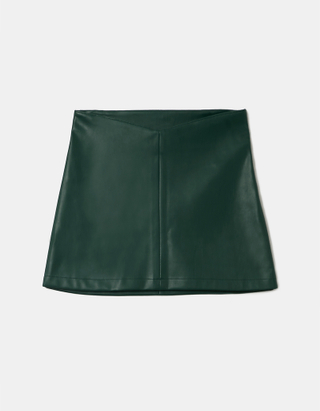 TALLY WEiJL, Πράσινη Mini Φούστα Δερματίνη for Women