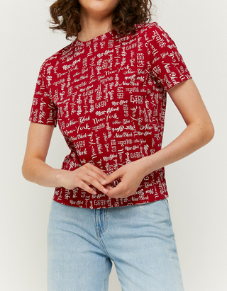 TALLY WEiJL, Κόκκινο Printed T-Shirt for Women