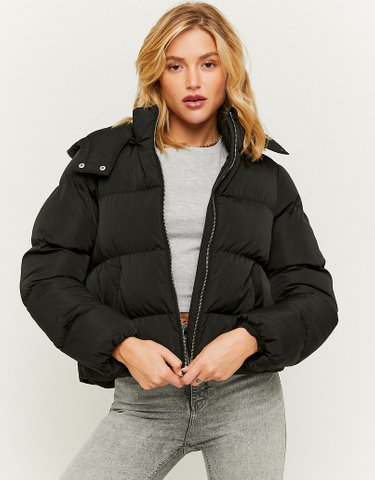 TALLY WEiJL, Black Hooded Puffer Jacket for Women