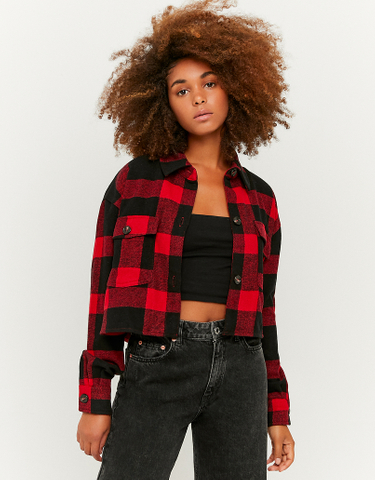 TALLY WEiJL, Cropped Check Shacket for Women