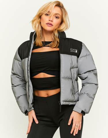 TALLY WEiJL, Grey Reflective Puffer Jacket for Women