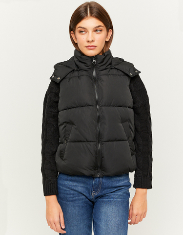 TALLY WEiJL, Μαύρο Αμάνικο Jacket με κουκούλα for Women