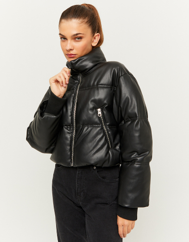 TALLY WEiJL, Black Faux Leather Padded Jacket for Women