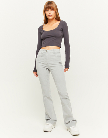 TALLY WEiJL, Grey Corduroy Flare Trousers for Women