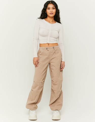 TALLY WEiJL, Pantalon Parachute Marron à Taille Mi Haute for Women