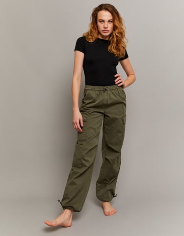 TALLY WEiJL, Pantaloni Parachute a Vita Alta Kaki for Women