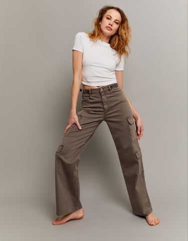 TALLY WEiJL, Brown High Waist Wide Leg Trousers for Women