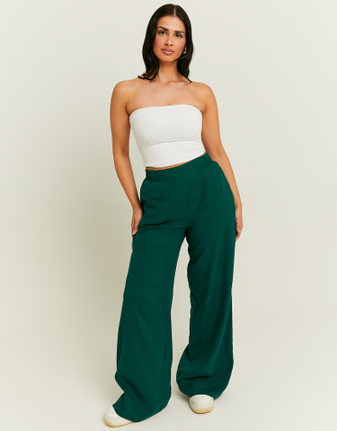 TALLY WEiJL, Pantalon Vert Wide Leg Toucher Lin for Women