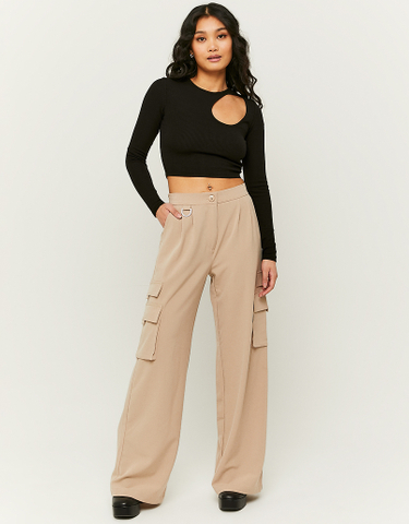 TALLY WEiJL, Μπεζ Wide Leg Cargo Παντελόνι for Women