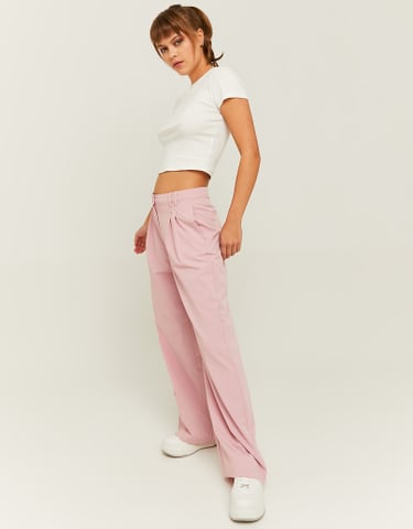 TALLY WEiJL, Pantaloni Vita Alta a Gamba Ampia Rosa for Women