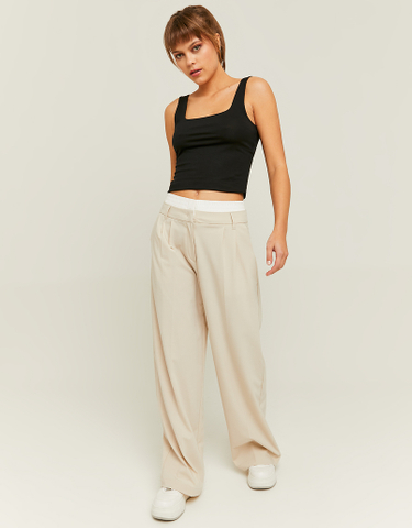 TALLY WEiJL, Beige Mid Waist Loose Trousers for Women