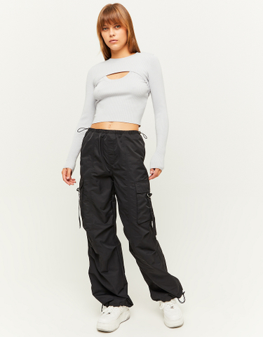 TALLY WEiJL, Black Cargo Parachute Trousers for Women