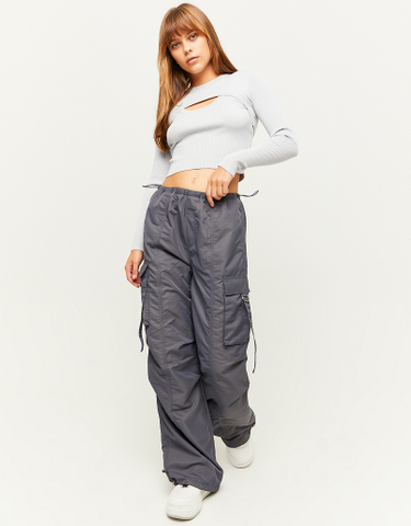 TALLY WEiJL, Pantaloni Cargo Parachute Grigi for Women