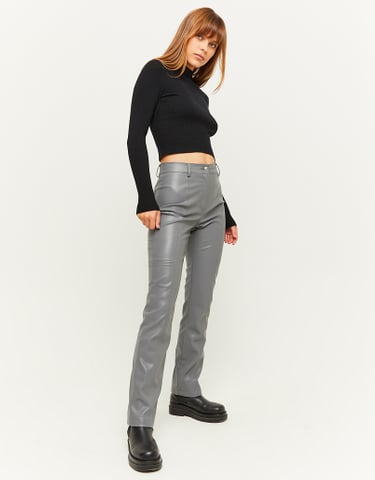 TALLY WEiJL, Pantaloni Straight Leg In Similpelle Grigi for Women