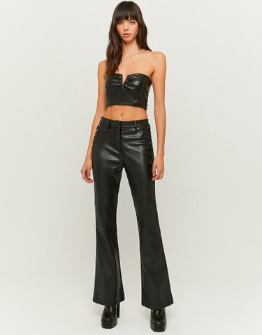 TALLY WEiJL, Black Skinny Flare Faux Leather Trousers  for Women