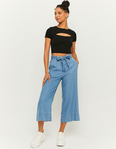 TALLY WEiJL, Blue Culotte Trousers With Knot for Women