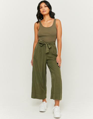 TALLY WEiJL, Pantalon Culotte Vert Avec Nœud for Women