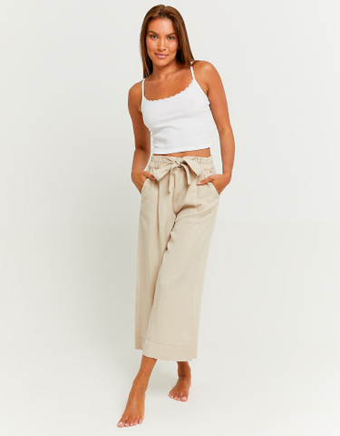 TALLY WEiJL, Beige Lightweight Trousers with Elastic Waist Band for Women