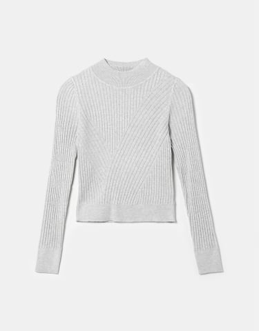 TALLY WEiJL, Grey Knit Long Sleeves Top for Women