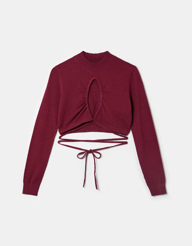 TALLY WEiJL, Red Cut out  Long Sleeves Crop top for Women