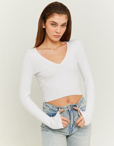 TALLY WEiJL, White Cropped Jumper for Women