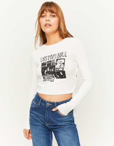 TALLY WEiJL, Weißes cropped Top mit seitlicher Schnürung for Women