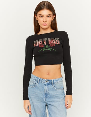 TALLY WEiJL, Schwarzes bedrucktes cropped T-Shirt for Women