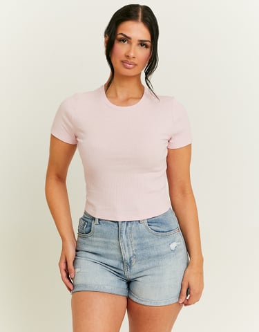 TALLY WEiJL, Pink Basic Cropped T-shirt for Women