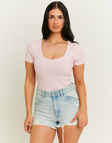 TALLY WEiJL, Pink Basic Regular Fit T-Shirt for Women