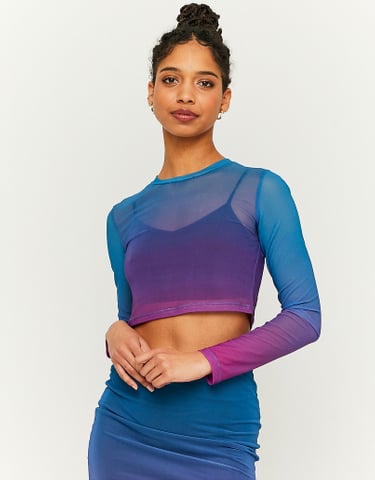 TALLY WEiJL, Tie Dye Mesh Cropped Top for Women