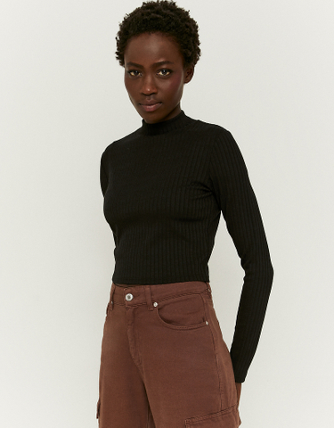 TALLY WEiJL, Μπλούζα Cropped Basic Μαύρη for Women