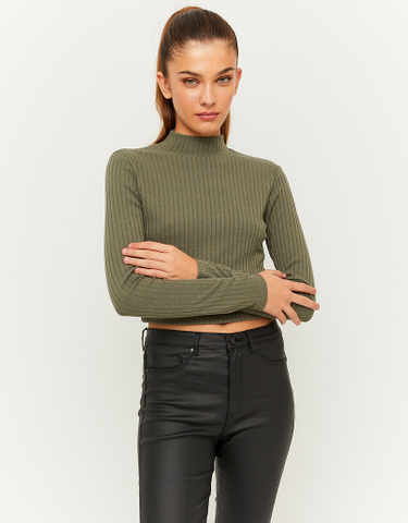 TALLY WEiJL, Grünes cropped Basic T-Shirt for Women