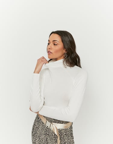 TALLY WEiJL, White Basic Long Sleeves Top for Women