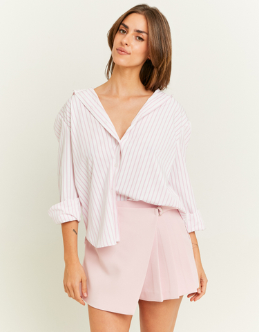 TALLY WEiJL, Chemise Blanche Oversize avec Rayures Roses for Women