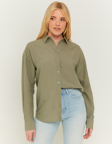 TALLY WEiJL, Camicia di Lino Oversize Kaki for Women