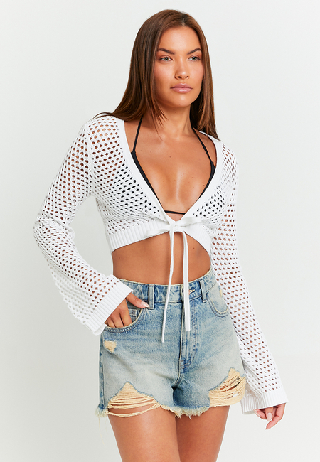 TALLY WEiJL, Cardigan Blanc  en Maille Crochet for Women