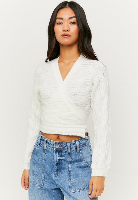 TALLY WEiJL, White Cable Knit Cardigan for Women