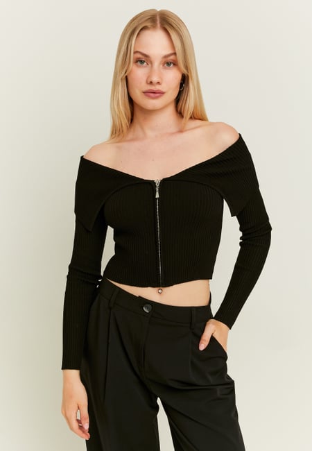 TALLY WEiJL, Black Off Shoulder Cardigan for Women