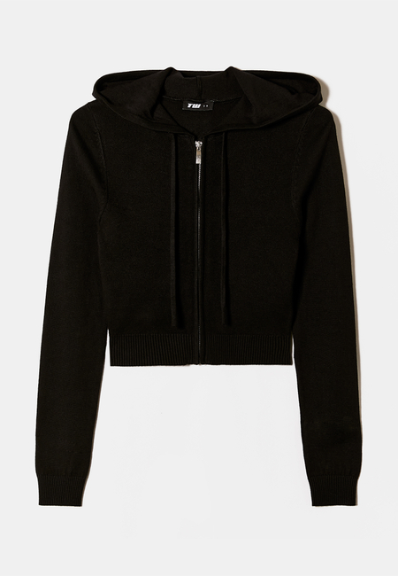 TALLY WEiJL, Black Knit Cardigan with Hood for Women