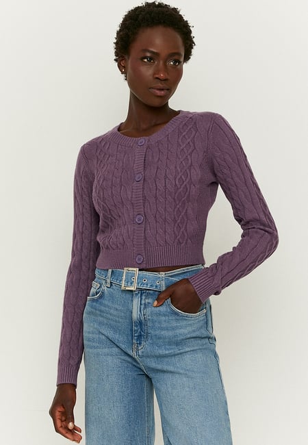 TALLY WEiJL, Purple Buttoned Cable knit Cardigan for Women