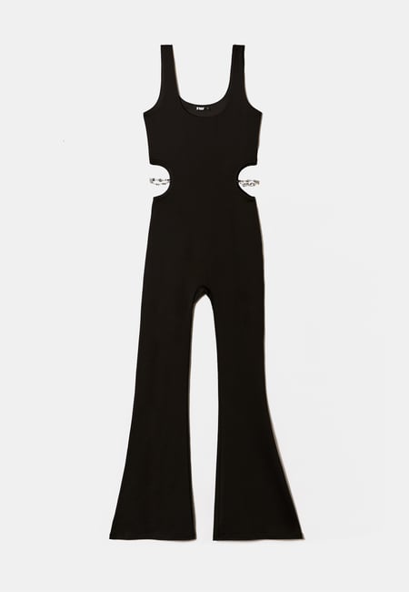 TALLY WEiJL, Black Jumpsuit with Cut Outs and Strass Detail for Women