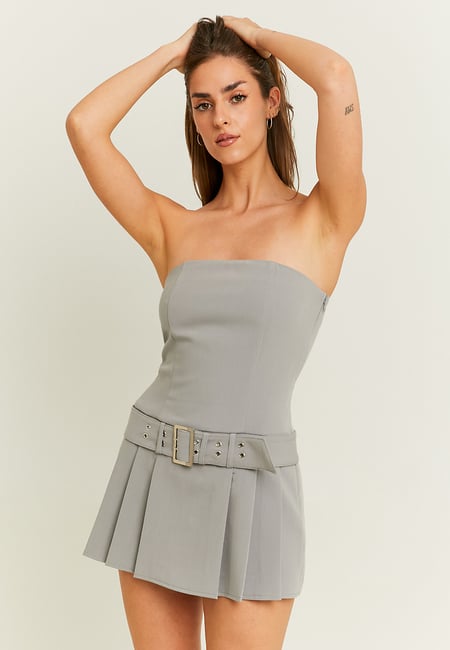 TALLY WEiJL, Grey Jumpsuit Dress with Pleated Skort for Women