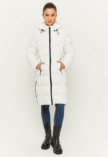 TALLY WEiJL, White Padded Jacket With Detachable Hood for Women