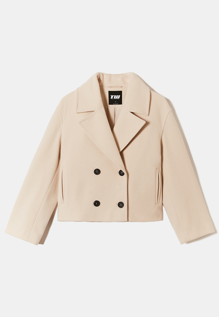 TALLY WEiJL, Manteau Court Beige Toucher Laine for Women