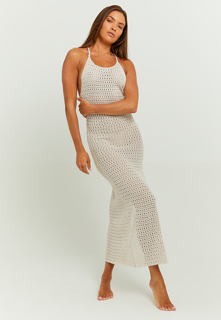 TALLY WEiJL, Φόρεμα Crochet Maxi Μπεζ for Women